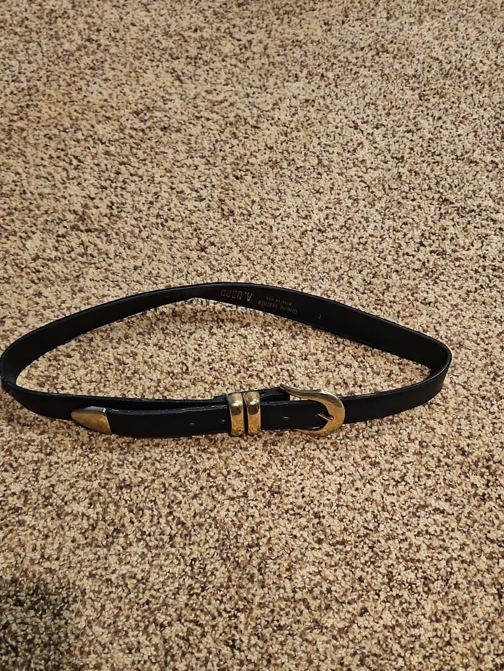Black Leather Belt with Gold Buckle - Women Accessories